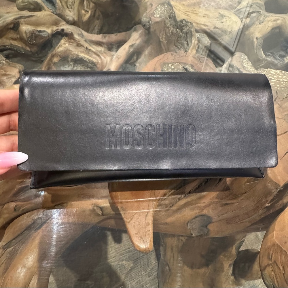 Moschino Black Leather Sunglasses Case